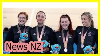 Commonwealth Games 2018 New Zealand womens team pursuit claim silverNews NZ 24h [upl. by Vernor799]