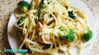 CREAMY CHICKEN SPINACH MUSHROOM SPAGHETTI PASTA RECIPE [upl. by Nomelc]