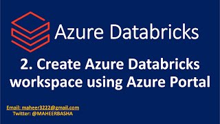 2 Create an Azure Databricks Workspace using Azure Portal [upl. by Allista]