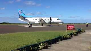 Air Rarotonga Saab 340 taxi  AIT Aitutaki Airport [upl. by Sokem]