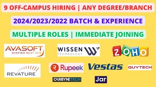 9 OffCampus  Any DegreeBranch  20232024 batch amp Experience  Multiple role [upl. by Tiraj]