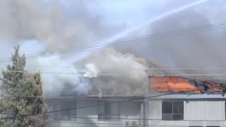 Roof collapses as crews battle motel fire n Kalispell [upl. by Manthei]