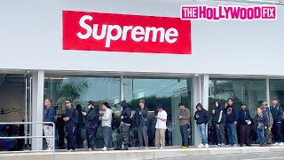 Supreme Fans Gather At The Grand Opening Of Their New Flagship Store On The Sunset Strip In WeHo CA [upl. by Hsoj]