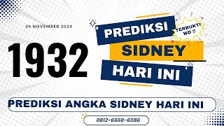 PREDIKSI SDY HARI INI 4 NOVEMBER 2024  BOCORAN SYDNEY JITU  ANGKA JITU SIDNEY  RUMUS JITU SIDNEY [upl. by Vevay]