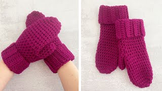 HOW TO CROCHET MITTENS FOR BEGINNERS  Crochet Boysenberry Mittens Tutorial [upl. by Stegman]