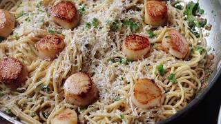 QUICKIE SCALLOP PASTA  EASY 20 MINUTE PASTA [upl. by Damour]