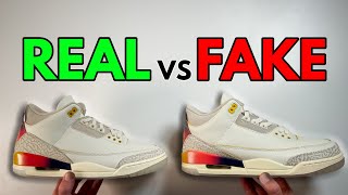 REAL VS FAKE J BALVIN NIKE AIR JORDAN 3 SUNSET MEDELLIN COMPARISON [upl. by Noivaz]