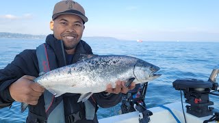 My First Time Salmon Trolling On The Boat [upl. by Adidnac]