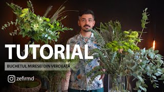 Tutorial floristic  buchet de mireasă din verdeață [upl. by Otsirave]