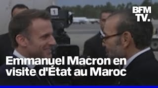 Dîner dÉtat défilé dans la capitaleEmmanuel Macron en visite au Maroc [upl. by Formenti]