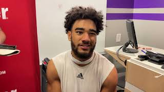 Postgame QampA Wide Receiver Elijah Sarratt [upl. by Pulling]