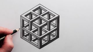 How to Draw an Impossible Cube Step by Step [upl. by Ahsilat979]