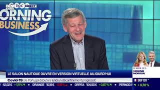 Yves LyonCaen FIN  Le salon nautique ouvre en version virtuelle aujourdhui [upl. by Yerd]