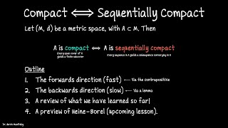 Compact iff Sequentially Compact full proof Real Analysis II [upl. by Phila477]