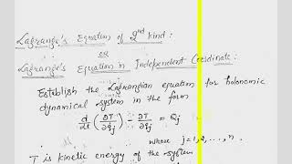 Lec19  Lagranges equation of second kind [upl. by Atinal]