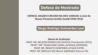 DEFESA DE DISSERTAÇÃO DE MESTRADO – DIEGO RODRIGO GUIMARÃES LEAL [upl. by Anya]