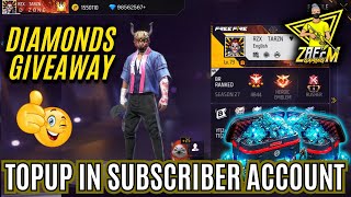 Free fire Diamonds Giveaway in subscriber Account  Zaeem Khan [upl. by Hoffman]