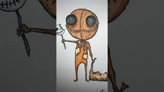 Drawing SAM from TrickrTreat in different styles Part 3 TimBurton  art halloween drawing [upl. by Riane]