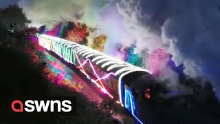 Mesmerising footage captures the practice run for Dartmouths Train of Lights 2022  SWNS [upl. by Elspet]