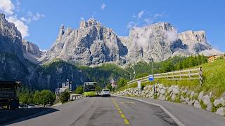 Dolomites Scenic Drive 4K  Cortina  Valparola Pass  Sella Pass  Canazei [upl. by Barren]