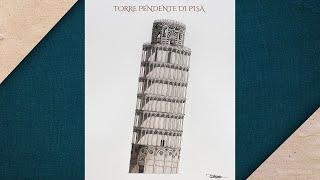 How I made this illustration  Torre Pendente di Pisa drawing artwork [upl. by Auqinahc]