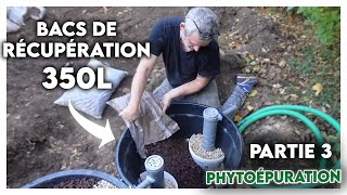 4 GRATUIT et efficace  Je recycle danciens godets darbre de 350L pour faire ma PHYTOEPURATION [upl. by Araj10]