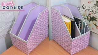 Book Shelf Organizer DIY  Recycle Laptop Box into a Book SHELF [upl. by Arraet]