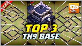 Th9 war base with link  Top 3 bases Clash of Clans [upl. by Ennayram511]