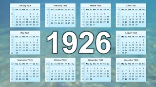 Calendar 1926 [upl. by Odlawso]