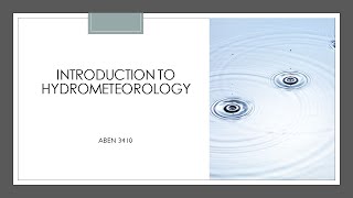 Introduction to Hydrometeorology [upl. by Eiramanna]