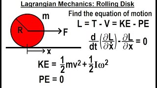 Physics 68 Lagrangian Mechanics 17 of 32 Example Rolling Disk [upl. by Roosevelt]