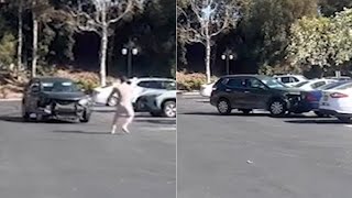 Woman smashes into cars in OC parking lot nearly runs over bystanders [upl. by Rtoip101]