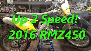 111 RMZ450 2016 Up 2 Speed Checking valves brake work Chain and sprockets and balancing wheel [upl. by Emerald707]