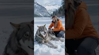 Girl saves wolf trapped in a net animals [upl. by Ribak]