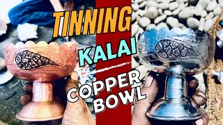 Applying 🔥Tin Coating Copper Bowls With Handtinning [upl. by Nylesor]