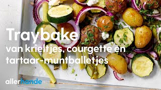 Traybake van courgette en tartaarmuntballetjes  Recept  Allerhande [upl. by Worden351]