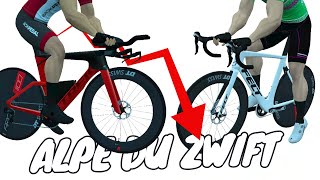 Which is Faster Cycling Down Alpe du Zwift TT Bike vs Aero Road Bike [upl. by Berta635]