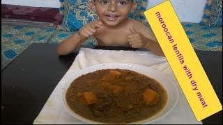 lentils with dry meat and pumpkin 🥘🍖lentilles a la viande sechee et citrouille [upl. by Niuqaoj89]