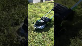 NEW EGO 22Inch Aluminum Deck Mower vs Overgrowth [upl. by Sinnaoi439]