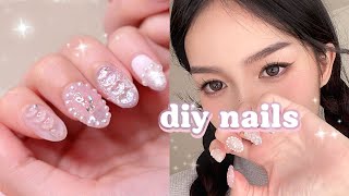 How to Do Cute Nails at Home ♡ beginners nail art tutorial 💅🏻 [upl. by Robert]