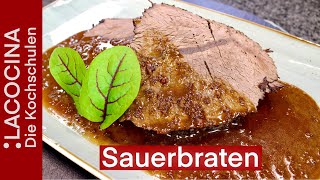 Klassischer Sauerbraten aus dem Schmortopf zubereiten  Rezept  La Cocina [upl. by Aniahs829]