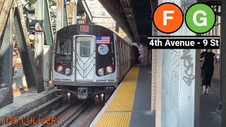 🅩 NYC Subway G and F Trains at 4th Ave  9th St [upl. by Eiclehc]