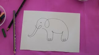 Tek Hareketle Basit Fil Çizimi  Basic Elephant Draw  Basit Hayvan Çizimi  Animal Draw [upl. by Nylareg894]