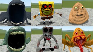 OLD AND NEW UPDATE BLOOP SPONGEBOB POU VS ALL TREVOR HENDERSON MONSTER IN GARRYS MOD [upl. by Aidualk]