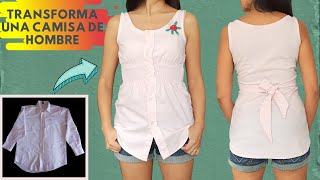 Convierte una camisa de hombre en una blusa  camisa moderna de mujer [upl. by Uwkuhceki]