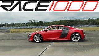 Audi R8 V10 plus 550hp vs E63 AMG BiTurbo 557hp 0300kmh  DRAG RACE [upl. by Dreddy]