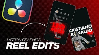 Reel Edit Motion Graphics DaVinci Resolve Tutorial  Ronaldo vs Messi [upl. by Byrann]