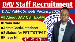 DAV Staff Recruitment 2024🔥Syllabus Exam DateAdmit Carddavteachers [upl. by Karlyn]