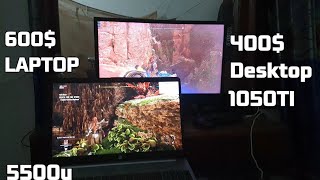 ryzen 5500u vs gtx 1050ti Horizon forbidden west 600 laptop vs 400 pc [upl. by Marijane]