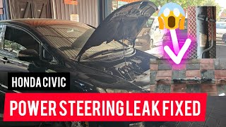 Honda Civic Power steering Oil Leak Fixed  Full Details Explained  Civic Maintainence Tips  HONDA [upl. by Aihsekyw]